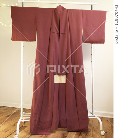 Colorful kimono robe on a hanger, promo photo for an online women's clothing store 119070443
