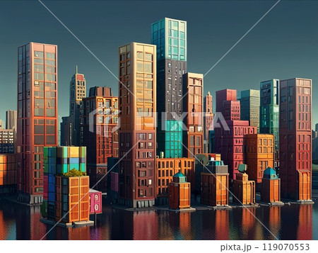 city with lego style buildings 119070553