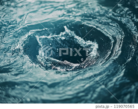 A water whirlpool at a drain 119070565