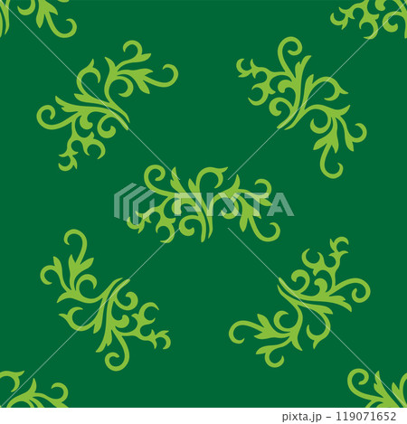 Islamic tulip, floral geometry. Tatar seamless pattern. Culture of the Tatar people, symbols of green and red. 119071652