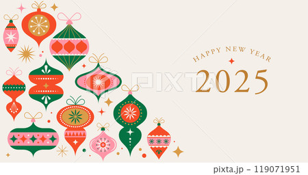 Christmas card, banner in modern minimalist geometric style. Merry Christmas colorful illustration 119071951