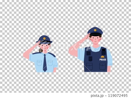 敬礼する警察官の男女 敬礼する警察官の男女 119072495