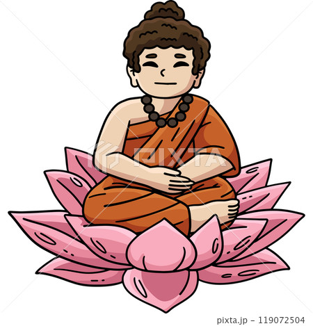 Buddhism Buddha Sitting on Lotus Flower Clipart Buddhism Buddha Sitting on Lotus Flower Clipart 119072504