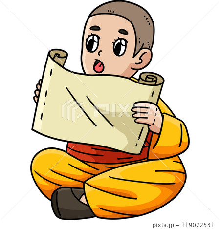 Buddhism Female Monk Reading Scriptures Clipart 119072531