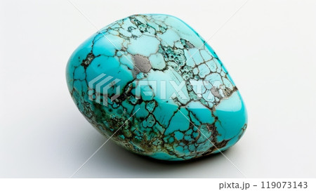 Close Up of Polished Turquoise Gemstone Perfect for Jewelry Design or Mineral Collection 119073143