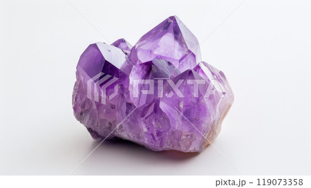 Sparkling Polished Amethyst Crystal CloseUp for Geology Studies and Mineral Collection 119073358