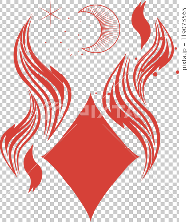 Burning Diamond and Moon Playing Card Symbols 119073565