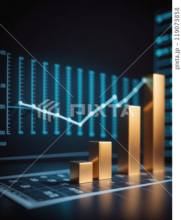 Graph or block diagram shows the increase or decrease of shares, which means financial loss or gain 119073858