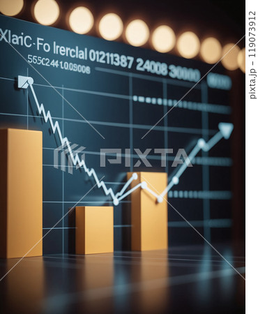 Graph or block diagram shows the increase or decrease of shares, which means financial loss or gain 119073912