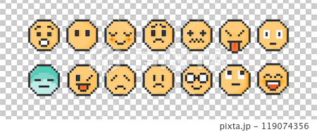ドット絵な顔文字アイコン 2 素材 セット ベクター レトロゲームの