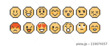 ドット絵な顔文字アイコン 1 素材 セット ベクター レトロゲームの