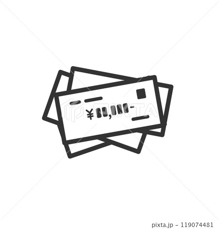 山積みになった未整理の領収書・領収証のアイコン(白黒) 119074481