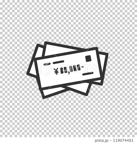 山積みになった未整理の領収書・領収証のアイコン(白黒) 119074481