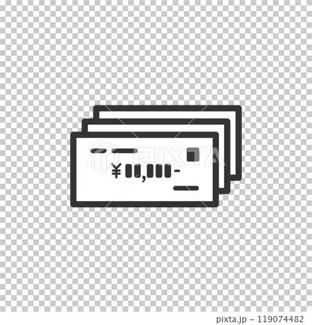 領収書・領収証のアイコン(白黒・複数枚) 119074482