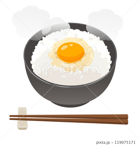 卵かけご飯 箸付きのベクターイラスト 119075171