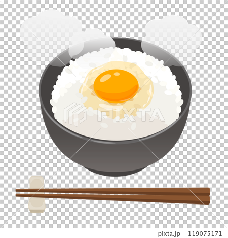 卵かけご飯 箸付きのベクターイラスト 119075171