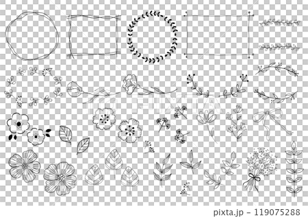 ナチュラルな植物の線画フレームセット 119075288