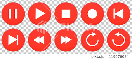 Video and music play button icon illustration set 119076084