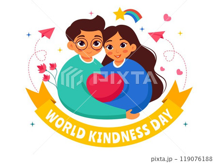 Happy World Kindness Day Vector Illustration on November 13, featuring the Earth and Love to Promote Charitable Assistance in a Flat Style Background 119076188
