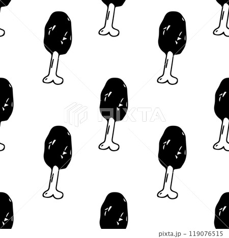 meat on bone pattern on a white background. meat on bone pattern on a white background. 119076515