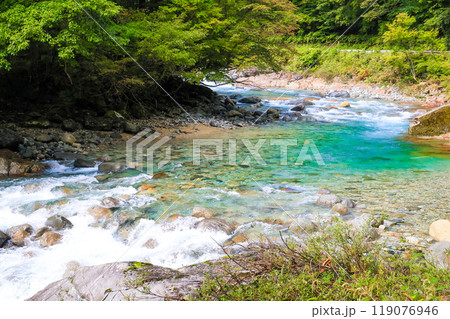 初秋の阿寺川 119076946