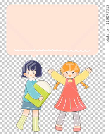 Child with eraser and speech bubble 119077318