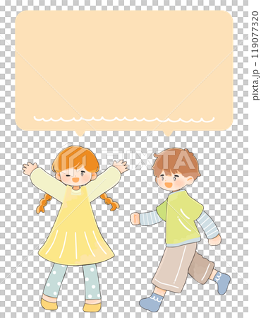 元気な子供とフキダシのイラスト 119077320