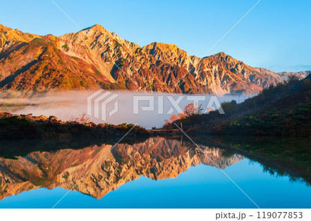 秋の唐松岳登山（夜明けの八方池と白馬三山） 119077853