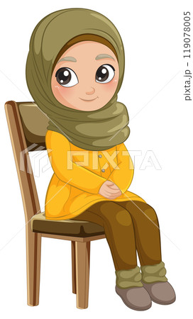 Young Girl Sitting on Chair Young Girl Sitting on Chair 119078005