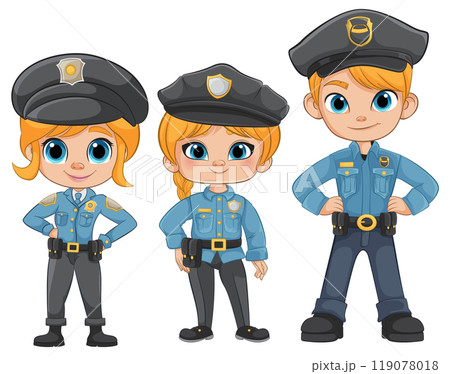 Young Girls in Police Uniforms 119078018