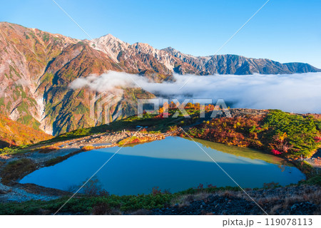 秋の唐松岳登山(夜明けの八方池と白馬三山) 秋の唐松岳登山(夜明けの八方池と白馬三山) 119078113