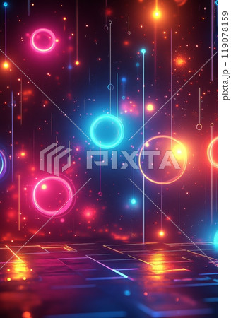 ネオンと幾何学模様の未来的な背景 119078159