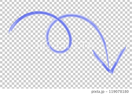 向右下降的藍色彎曲水彩箭頭 向右下降的藍色彎曲水彩箭頭 119078180