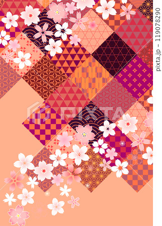和柄 年賀状 桜 背景 和柄 年賀状 桜 背景 119078290