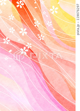 和柄　桜　年賀状　背景	 119078297