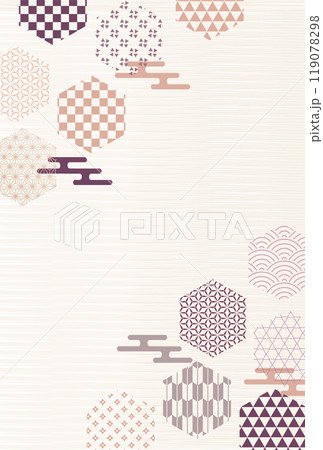 和柄　年賀状　和風　背景	 119078298