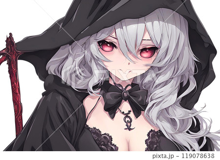 胸元がセクシーな魔法使いの女の子のイラストのイラスト素材