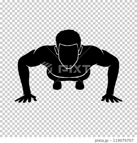 腕立て伏せをしている男性のシルエット 119079707