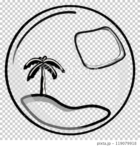 Glass ball with window and plant inside outline illustration, plant circle frame isolated 119079918