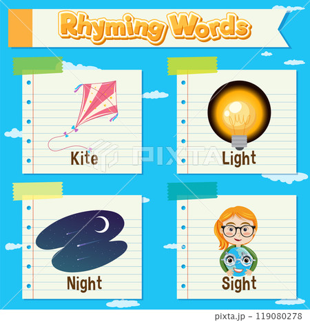 Rhyming Words Educational Illustration Rhyming Words Educational Illustration 119080278