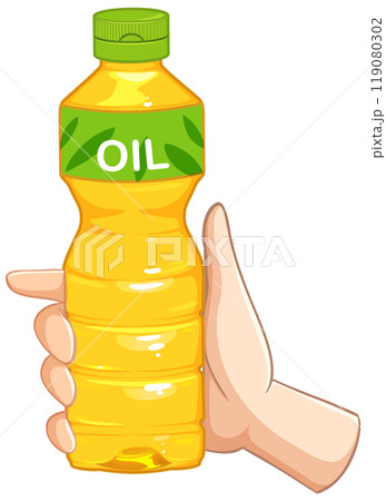 Hand Holding a Bottle of Oil 119080302