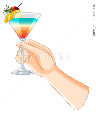 Colorful Cocktail in a Hand 119080310