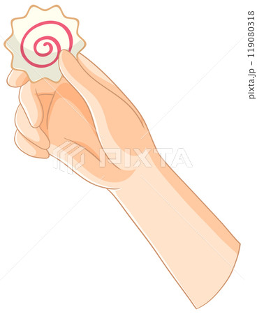 Hand Holding a Spiral Cookie 119080318
