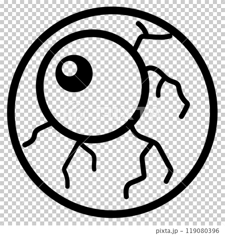 Outline illustration of eye with blood vessels for kid colouring book, art, painting, decoration, sticker, event, activity, patch, campaign badge, October element, logo, icon, print, trick or treat 119080396