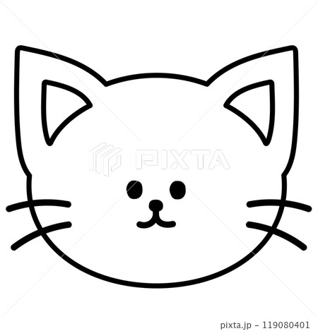 Outline illustration of cat for animal, pet shop, vet, kitten cartoon, character, comic, adopt pet, rescue animal, foster home, shelter, sticker, patch, brooch, print, colouring book, art, painting 119080401