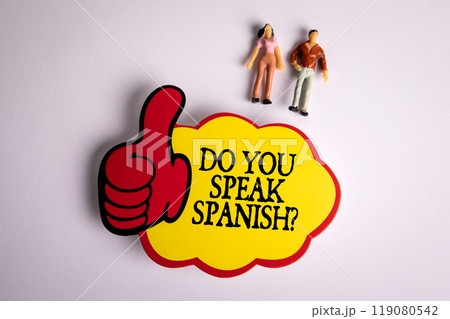 Do You Speak Spanish. Yellow sticky note with text on a white background Do You Speak Spanish. Yellow sticky note with text on a white background 119080542