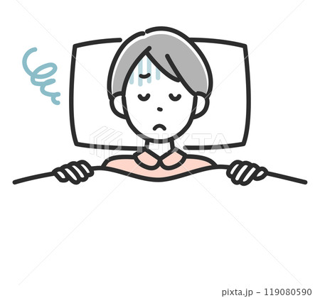 眠れなくてイライラする女性のイラスト 眠れなくてイライラする女性のイラスト 119080590
