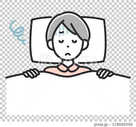 眠れなくてイライラする女性のイラスト 眠れなくてイライラする女性のイラスト 119080590