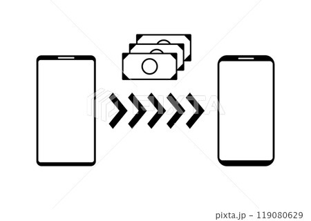 スマホの銀行アプリを利用して送金するイメージイラスト 119080629