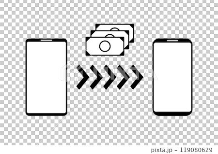 スマホの銀行アプリを利用して送金するイメージイラスト 119080629